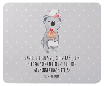 Produktbild von Mr. & Mrs. Panda Mauspad Tante Schokoladenkuchen - Grau Pastell - Geschenk, Jubiläen, Geschenkidee, Neffe, Verwandte, mousematte, Mousepad, laptop, Familie, Mouse Pad, pc