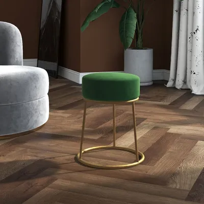 Immagine prodotto di The Living Store Sgabello rotondo in velluto verde