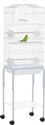Produktbild von PawHut Vogelkäfig Voliere Vogelbauer für kleine Vögel Metalldraht Holz Weiß