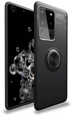 Produktbild von NALIA Ring Handy Hülle für Samsung Galaxy S20 Ultra, Silikon Cover Case Halter Schwarz