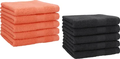 Produktbild von Betz 10 Stück Gästetücher 30x50 cm PREMIUM 100% Baumwolle Set  Farbe: blutorange und graphit