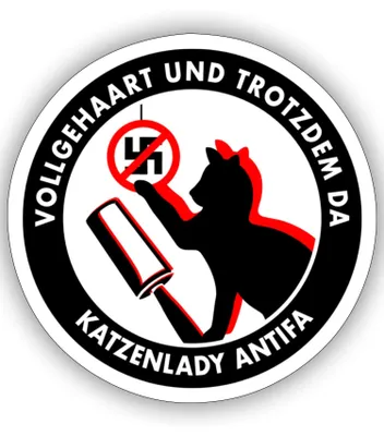 Produktbild von Spreadshirt Vollgehaart Und Trotzdem Da Katzenlady Antifaschistin Sticker Aufkleber, 10 x 10 cm, Mattweiß