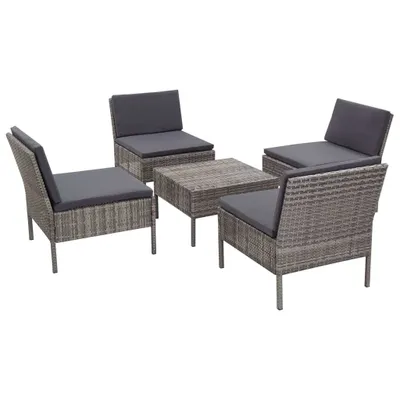 Immagine prodotto di Set Divani da Giardino 5 pz con Cuscini in Polyrattan Grigio