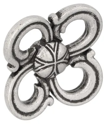 Imagen del producto de Pomo para muebles, fabricado en zamak. Diámetro: 45 mm x 21 mm. Acabado: plata envejecida brillante
