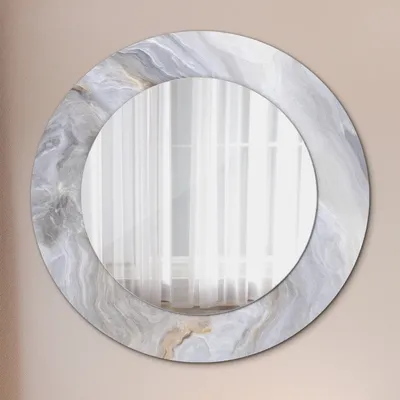 Produktbild von Modern Spiegel - Wandspiegel Design Wandmontage – Badspiegel mit Aufdruck - Rundspiegel - Abstrakt Marmor - Rund: Ø50cm