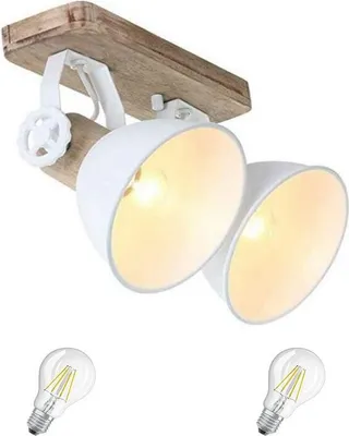 Produktbild von STEINHAUER 7969W Deckenlampe Vintage Industrie Lampe Wandleuchte 2 flammig in weiss,Edison Retro 7W LED
