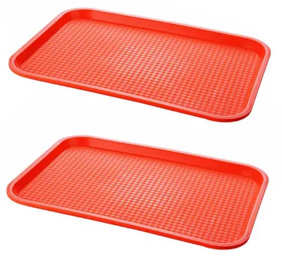 Serviertablett 2er-Set, rutschfest, 35x27 cm, PP, Orange