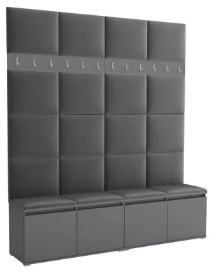 Produktbild von Garderobe LUTON 2 ANTHRACITE 15 – Farbe Anthrazit, moderner Schrank 40x200x213 cm, funktionale Lösung für den Flur, Garderobeschrank, Flurmöbel