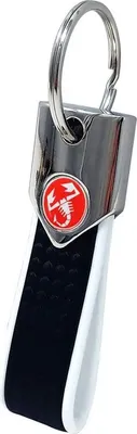 Image de Porte-clés Abarth officiel, blanc et carbone avec scorpion rouge