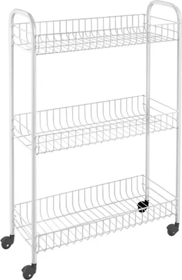 Image de metaltex 341403014 metaltex Chariot polyvalent Slim, 3 étages, blanc