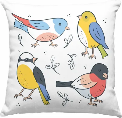 Produktbild von Trendation - Arten von Vögeln Spatzen Vogel Deko-Kissen mit Füllung 40x40 Geschenk Grafik Geschenkdiee für Vogel-Liebhaber (Grün)