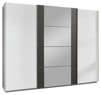 Immagine prodotto di Armadio ad ante scorrevoli Berna Armadio design selezionabile, bianco / acciaio grezzo, 313x64x210cm