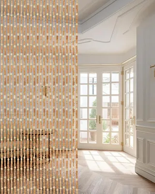 Zdjęcie produktu dla Zasłona na drzwi z drewnianych koralików, 90x200 cm - 45 pasów bambusowych zasłon na drzwi