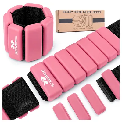 Image de Poids de poignet et de cheville réglables pour exercices de fitness, 2 x 450g, Bodytone Flex, rose