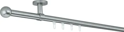 Produktbild von SN Deco Gardinenstange Innenlauf Straßburg, 19 mm, 1-läufig, Stahl, Komplett-Set mit Ringen, Profildeckentrager, 120 cm, chrom matt