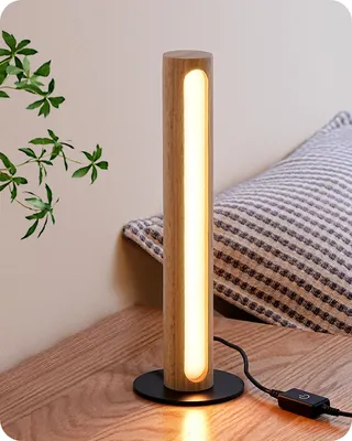 LED-Tischlampe Holz, Touch-Dimmer, 3 Farbtemperaturen, Memory-Funktion
