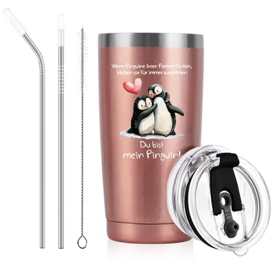 Produktbild von Edelstahl-Kaffeetasse – 600 ml mit doppelwandiger Isolierung – Du bist mein