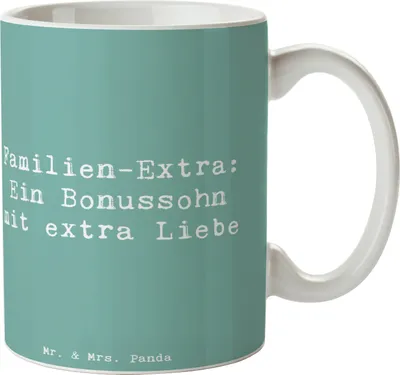 Produktbild von Mr. & Mrs. Panda Tasse Spruch Bonussohn Liebe - Meeresbrise - Geschenk, Trinkbecher, Jubiläen, Patchworkfamilie, Kaffeebecher, schöne, Familienbindung, Verwandte