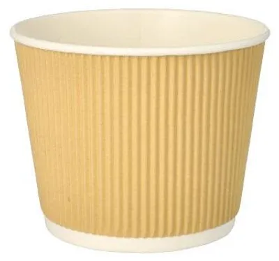 Produktbild von 500 Suppenbecher To Go Pappe rund 998 ml Ø 13,5 cm · 10,8 cm braun/weiss Ripple Wall