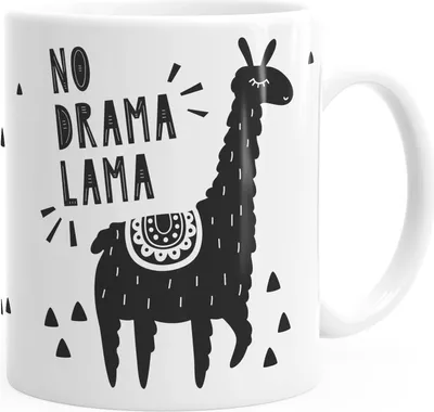 Produktbild von Kaffee-Tasse mit Spruch No Drama Lama Motiv Print Tier Bürotasse lustige Kaffeebecher Keramik MoonWorks® weiß Keramik-Tasse