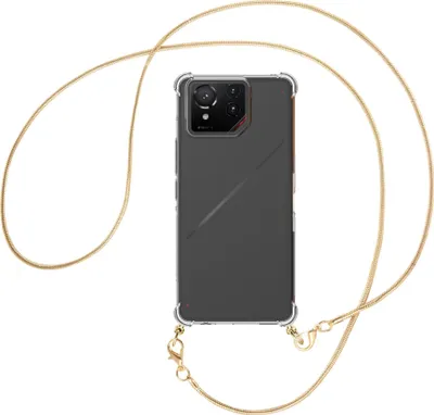 Produktbild von Handykette Backcover-Schutzhülle mit Band (Metall goldfarben) für ASUS ROG Phone 9 - goldfarbene Snake-Kette
