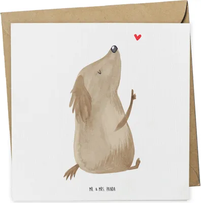 Produktbild von Mr. & Mrs. Panda Grußkarte Hund Liebe - Weiß - Geschenk, anlasskarte, Klappkarte, Sprüche, faltkarte, Herz, doppelkarte, Glückwunschkarte, Hunde