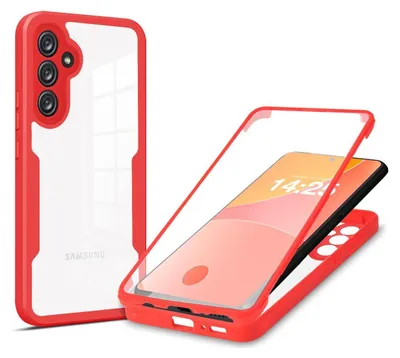 Produktbild von 360 Grad Rundum Schutz Handyhülle für Samsung Galaxy S24 Full Cover Vollschutz Case Farbe: Rot
