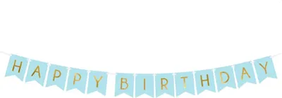 Obrázok produktu pre Banner Happy Birthday, modrý 15x175cm Party Deco