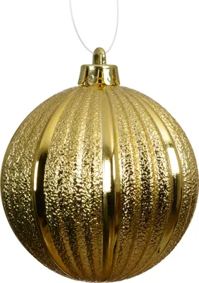 Produktbild von Weihnachtskugeln Kunststoff 8cm geriffelt 6 Stück - Hellgold