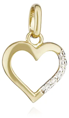 Obrázek produktu pro Přívěsek "Herz" (srdce), rozměry 11x10 mm, zirkon bílé barvy, žluté zlato 333 (8 karátů)