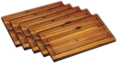 Image de Kesper 28180 -- Ensemble de 5 planches à découper et à servir en acacia, en bois d'acacia, de couleur marron, dimensions : 32 x 21 x 1,5 cm
