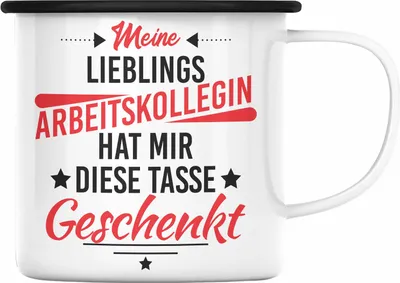 Produktbild von Trendation - Bester Kollege Emaille Tasse Geschenk Lieblingskollege mit Spruch Danke Lustig Lieblings-Arbeitskollege (Schwarz)