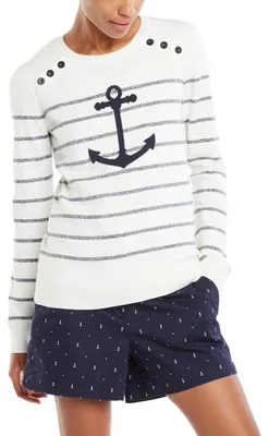 Productafbeelding van Nautica Damen Voyage, lange mouwen, 100% katoen, gestreept, ronde hals, trui