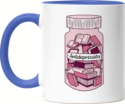 Produktbild von Antidepressiva Tasse blau Bücherwürmer Bücher gegen Depressionen Buch lesen Bücherliebhaber lesen macht Spaß Heilung