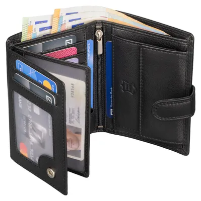 Produktbild von Leder Geldbörse Herren Portemonnaie RFID Hochformat Geldbeutel Echtleder (9902) Schwarz