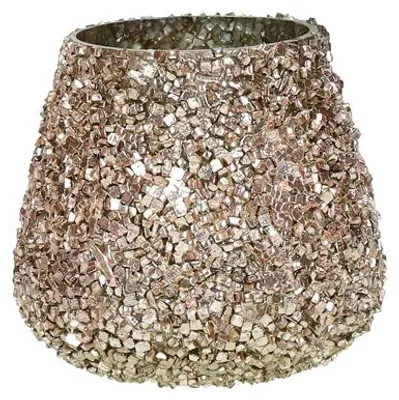 Productafbeelding van Pomax Pearl theelichthouder, glas, roze, Ø 9 x H 9 cm