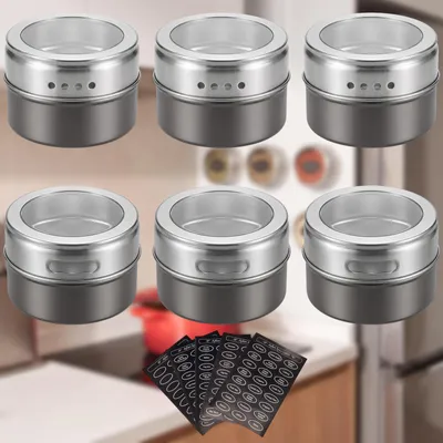 Productafbeelding van RVS kruidenpotten, magnetische kruidenpotten, magnetische kruidenpotten