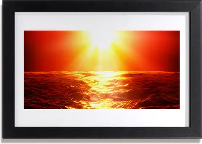 Produktbild von Bild 30x20 MDF-Rahmen Wandkunst Sunset Sea Wave