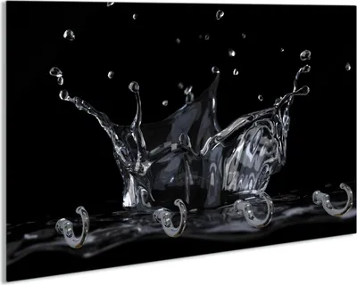 Produktbild von Wallario Schlüsselbrett aus Glas, Motiv: Aufspritzendes Wasser, 30 x 20 cm mit 4 Haken