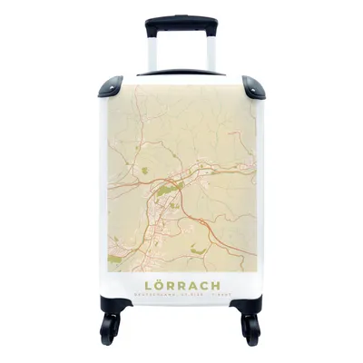 Produktbild von MuchoWow® Koffer Handgepäck Trolley Rollkoffer Kleine Reisekoffer mit 4 Rollen - Stadtplan - Lörrach - Vintage - Karte - Cabin Size < 55x40x23 cm & 55x40x20 cm - Fotokoffer - Kabinenkoffer - Boardgepäck - Reise-Box - Reisekoffer - Reisegepäck - Koffer mit Bild - Trolley für Kinder
