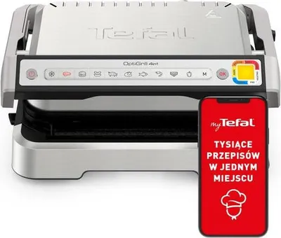 Obrázok produktu pre Tefal OptiGrill 4in1 GC774D30, Čierna, Strieborná, Obdĺžnikový, Tlačidlá, 1 zone(s), Veko, Status