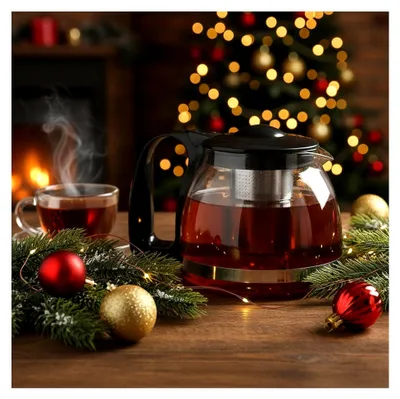Produktbild von Teekanne aus Glas – Mit Edelstahl-Teesieb, Sodaglas, schwarzem Griff, spülmaschinenfest, für losen Tee, tropffreier Ausguss (1500ml)