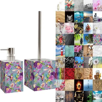Produktbild von 2-teiliges Badezimmer Set Seifenspender und WC-Bürste – Kolibri