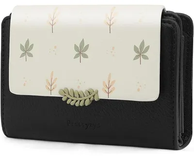 Image de Portefeuille pour femme, petit format, en cuir PU, noir, avec 10 compartiments pour cartes et un compartiment pour pièces