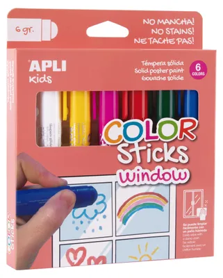 Image de Peinture pour verre Apli, en stick, 6 couleurs