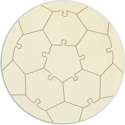 Produktbild von Personalisierbares Blanko-Holzpuzzle „Fußball“, zum selbst gestalten – 16 Teile, ca. Ø 22 cm, leeres Puzzle aus Schichtholz inkl. Puzzlevorlage
