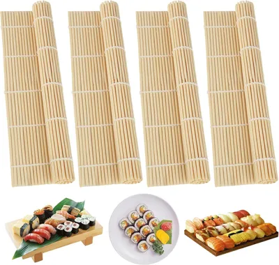 Immagine prodotto di Sushimat - Set da 4 - 24 x 24 cm - Bambù - Riutilizzabile