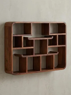 Produktbild von Modernes Wandregal aus Sheeshamholz, Elegantes und funktionales Stauraumwunder. 80x12x55 cm | Kadima Design