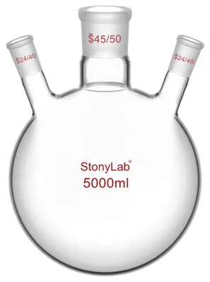 3-Hals Rundkolben 5 L, Borosilikatglas, 45/50 + 24/40