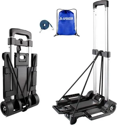 Image de Chariote de transport léger à 2 roues - Chariote pour transporter jusqu'à 45 kg - Pliable, idéal pour les courses et les déménagements